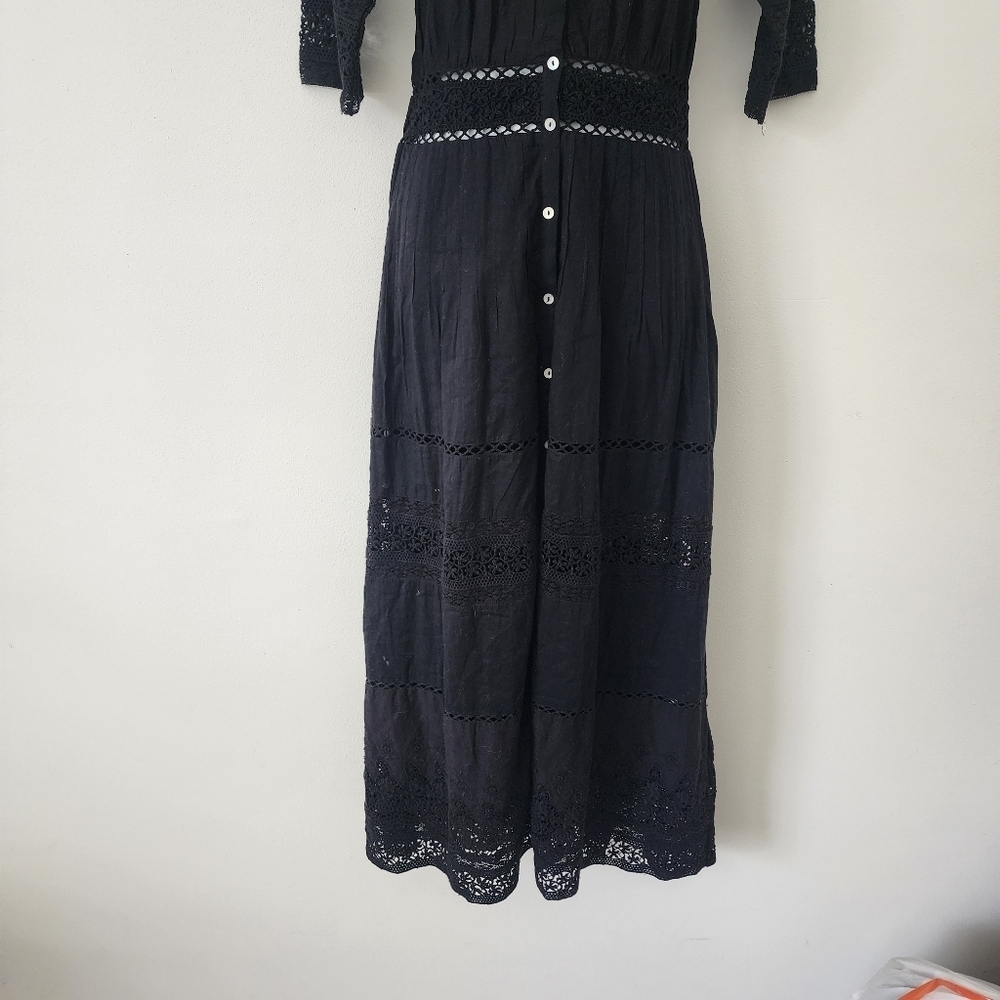LoveShackFancy Beth Elegant Black Lace Maxi Dress Size P - Picture 8 of 16
